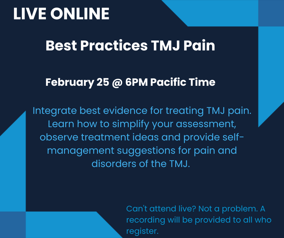 Best Practices: TMJ Pain (webinar)